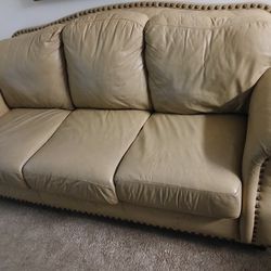 Beautiful Leather Cream Sofa