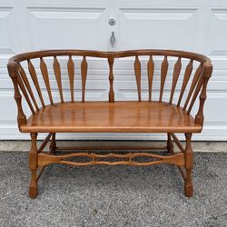 Vintage Solid Maple Wood Loveseat Bench Chair 