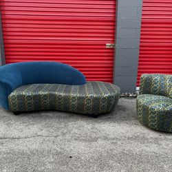 Vintage Curved Sofa+swivel Chair*FREE DELIVERY 🚚 