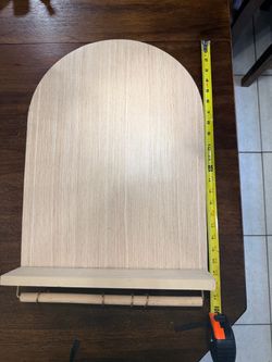 Arched Wood Wall Shelf with Bar