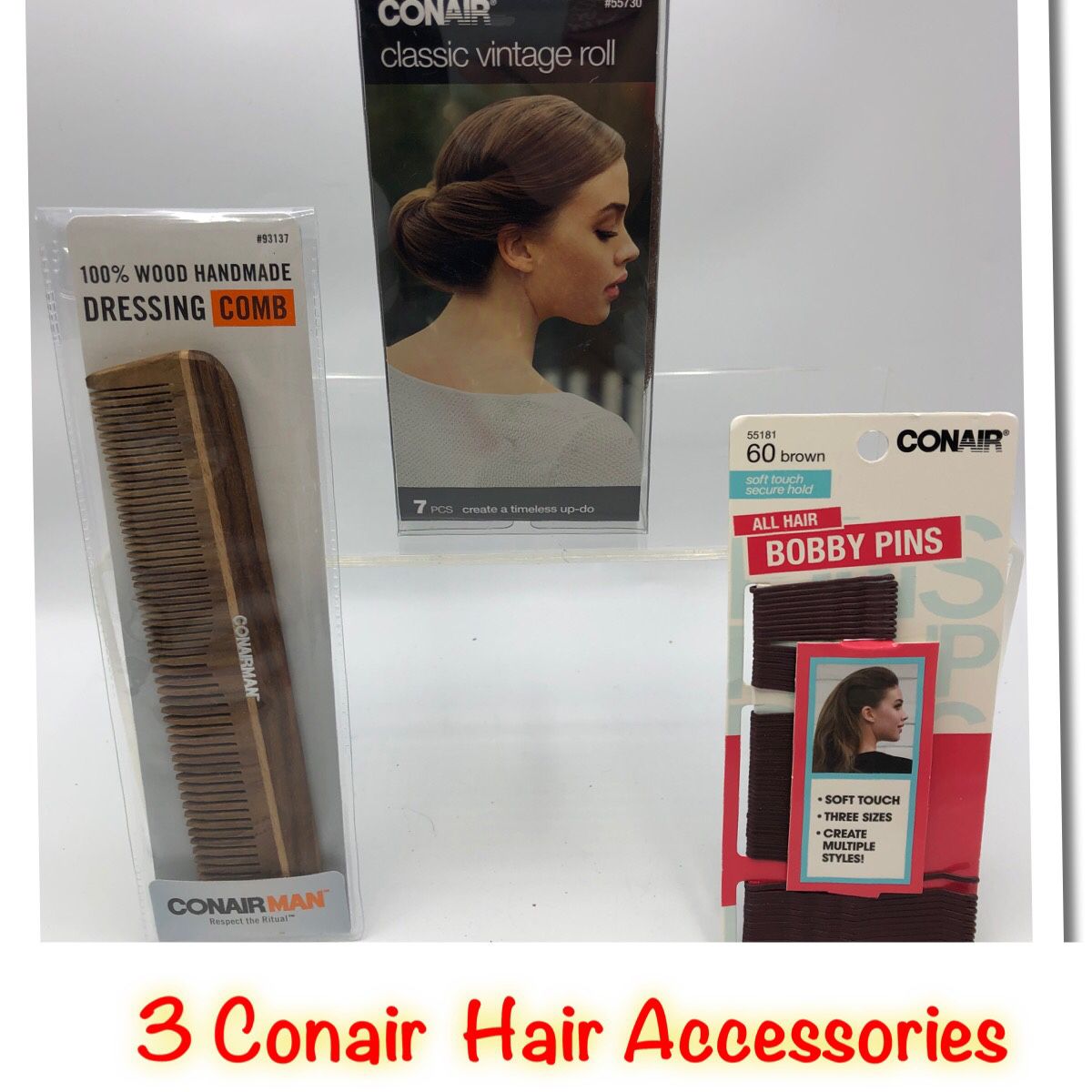 Bundle deal Conair Comb, Classic Vintage Roll & 60 Bobby Pins