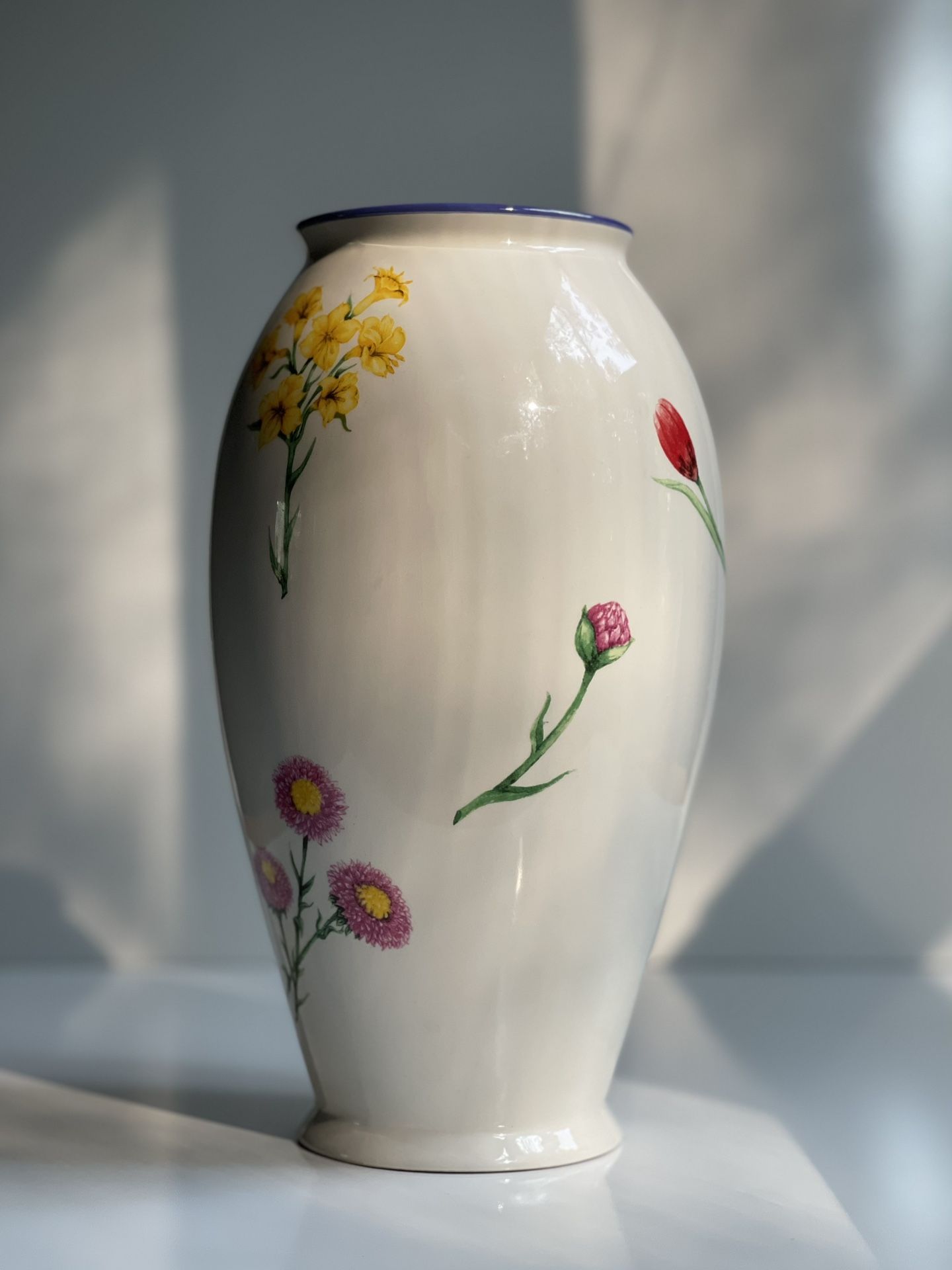 Vintage FTD Ceramic Vase Assorted Floral / Flowers Print. Tiffany & Co Sintra Inspired