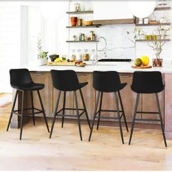 30in height Leather seat (Set of 4)Cushioned Counter Height Bar Stool, 