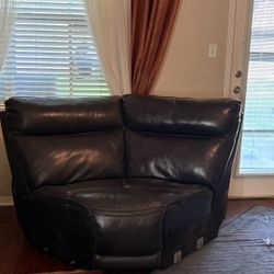 Blue Leather Double Reclining Sofa