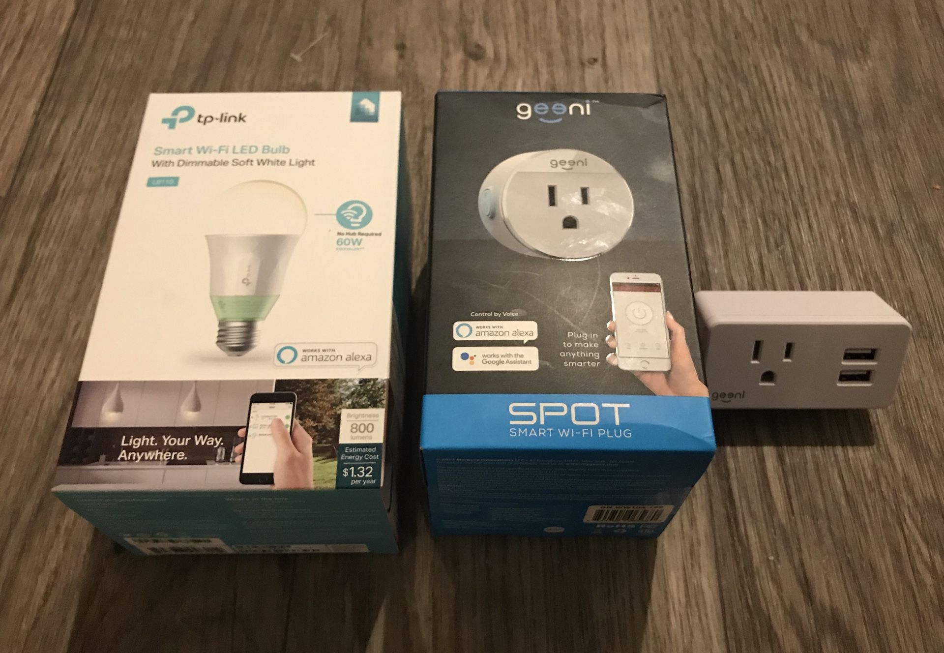 Geeni Wi-Fi Smart Plug, Geeni Wi-Fi Plug w 2 USB, Kasa Smart LED Bulb NO HUB REQUIRED