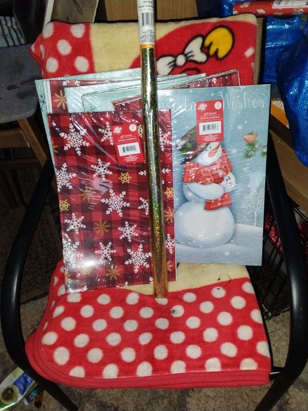 Christmas Gift Boxes And Gift Wrap With Christmas Labels