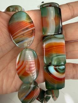 Lot of red and green agate bead strands jewelry making A12