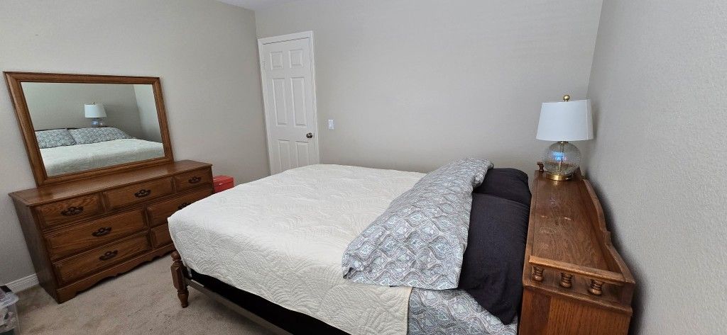 Vintage Bedroom Set – Dresser with Mirror + Full Bed Frame