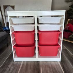 2 IKEA Trofast Storage units with bins