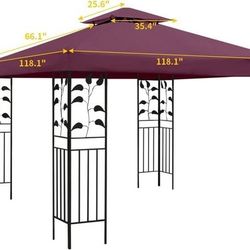 NEW 10x10 FT Gazebo Canopy Replacement -Grill Roof Gazebos Outdoor Shelter Top Double Tiered Cover ONLY (NO FRAME) one720092