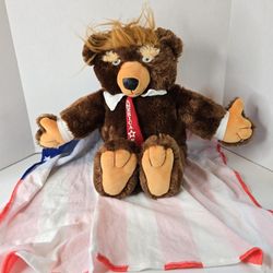 Trumpy Bear Deluxe Original 22” Plush Zipper Pouch American Flag 2017 MAGA Trump