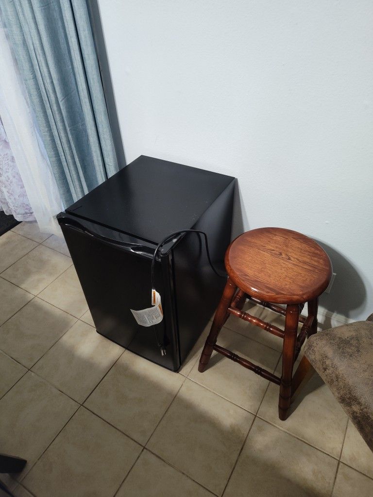 Mini Fridge And Barstool 