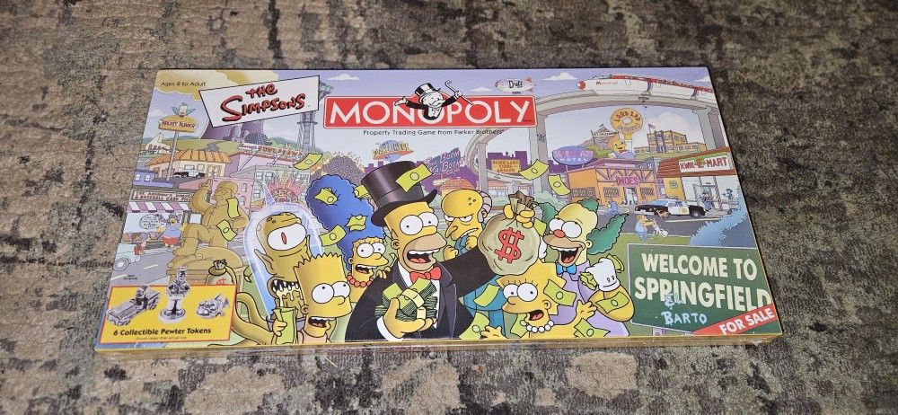 Monopoly The Simpsons (2001) Welcome To Springfield! Brand New Factory Sealed!!