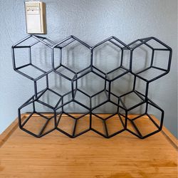 Evergreen 11 Bottle Hexagon Wine Rack (Black Finish, Honeycomb Design)