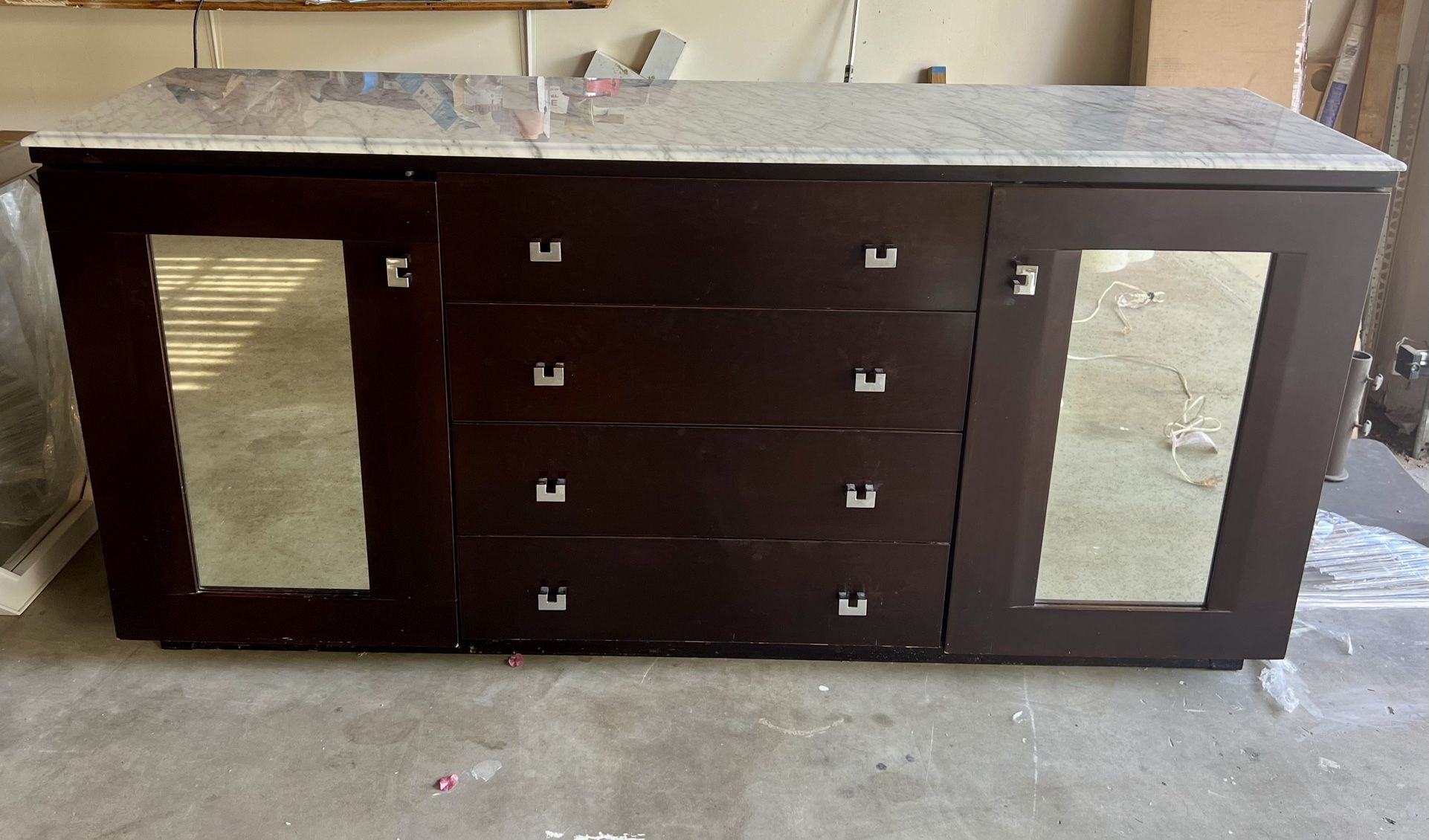 Hotel Quality Espresso Wood And Marble Dresser