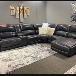 Nantahala Leather Reclining Sectional