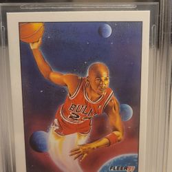 1991-92 FLEER PR-VISIONS #2 MICHAEL JORDAN  GRADED BECKETT 8