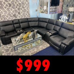 Black Reclining Sectional Sofa