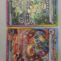 Pokemon Cards, Leafeon And Flareon 