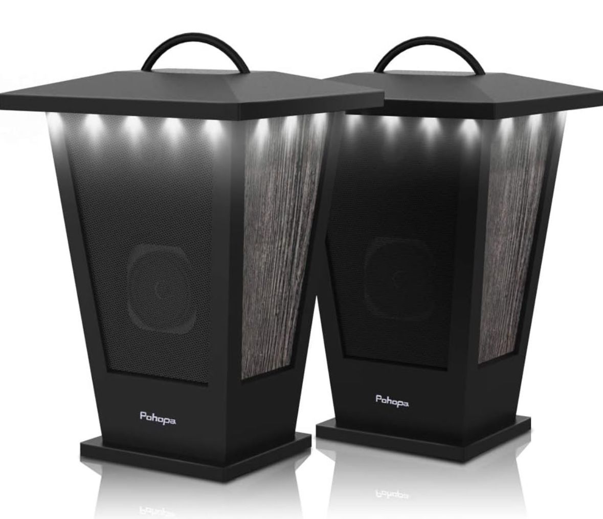 2 Wireless 20W Speakers Dual Pairing Lantern Indoor/Outdoor with LED Lights
