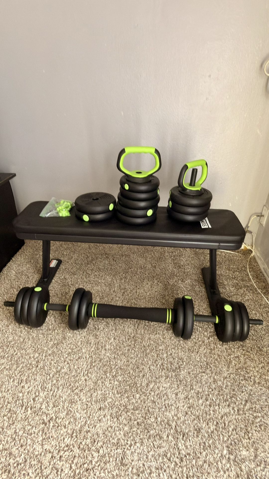 Weights And Bench , Adjustable Kettlebell Set, 4 in 1 bumbbell set, 88 LBS Weight Set . NEW, all for $130
