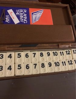Vintage 1970s Cardinal Rummy-O Tile Game Faux Leather Case Racks Instructions
