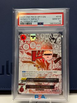 Honesty Impact (Alternate Art) OP11-018 A Fist of Divine Speed Foil - PSA 10