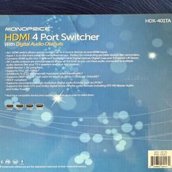 Monoprice  HDMI 4 Port Switcher W/ Digital Audio Outputs