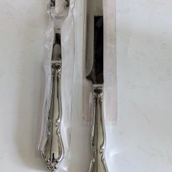 Oneida Steel Carving Set Silver Imperial Stainless USA Cover Cloth