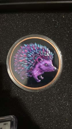 .999 Fine Copper Coin 5 AVDP Oz Hedgehog and Mushrooms Design Collectible Round