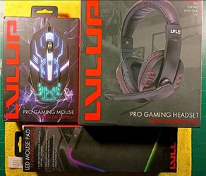 LVLUP PRO GAMING BUNDLE Headset Folding Mic / Mouse DPI Switch / LED Mouse Pad