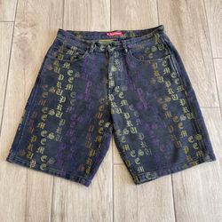 Supreme SS22 Gradient Jacquard Black Denim Shorts