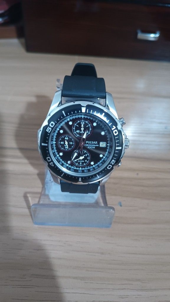 Pulsar PF3293 by seiko Men's Chronograph Rubber Strap Watch Luminous Hands