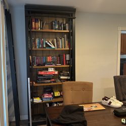 Tall Metal And Wood Bookshelves With Ladder