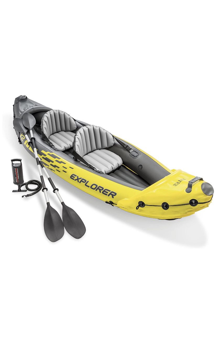 Intex explorer kayak, 2 person inflatable kayak with aluminum bars and output high air pump