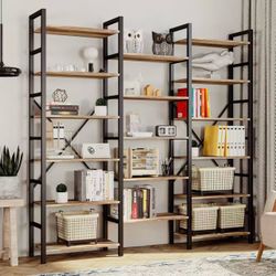 IRONCK Bookshelves 6 Tiers Triple Wide Industrial Bookshelf,