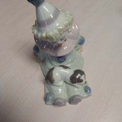 Lladro Clown With Puppy Porcelain Figurine 