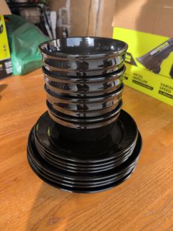 Black Dinnerware Set – Plates and Bowls