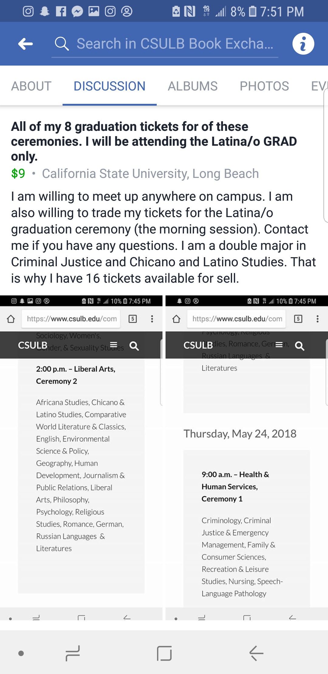 CSULB GRADUATION TICKETS