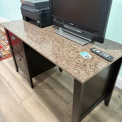 Desk Top With File cabinet And Plenty Of Space