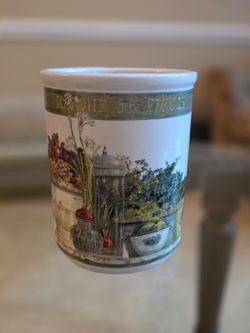 VTG CYPRESS HOME Ceramic Kitchen Crock Utensil Holder *Perfect Condition*