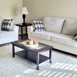 Beige Ashley Furniture Sofa Couch and Loveseat Abinger