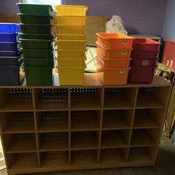 20 Square Storage Shelves With Multicolored Containers