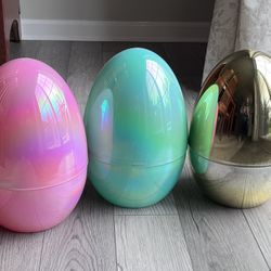 Large Plastic Eggs Lot Of Three
