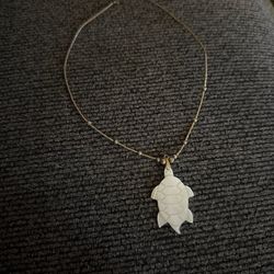 mother of pearl carved turtle shell silver necklace
