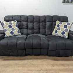 Black Microfiber Fabric Recliner Couch