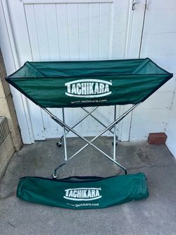 TACHIKARA Volleyball Wheeled Cart Basket Rolling Caddy Forest Green Collapsible