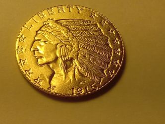 US 1915 $5 Indian Head Golden ExonumÃa Fantasy Token.