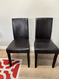 Set of 2 Dark Brown Faux Leather Dining Chairs