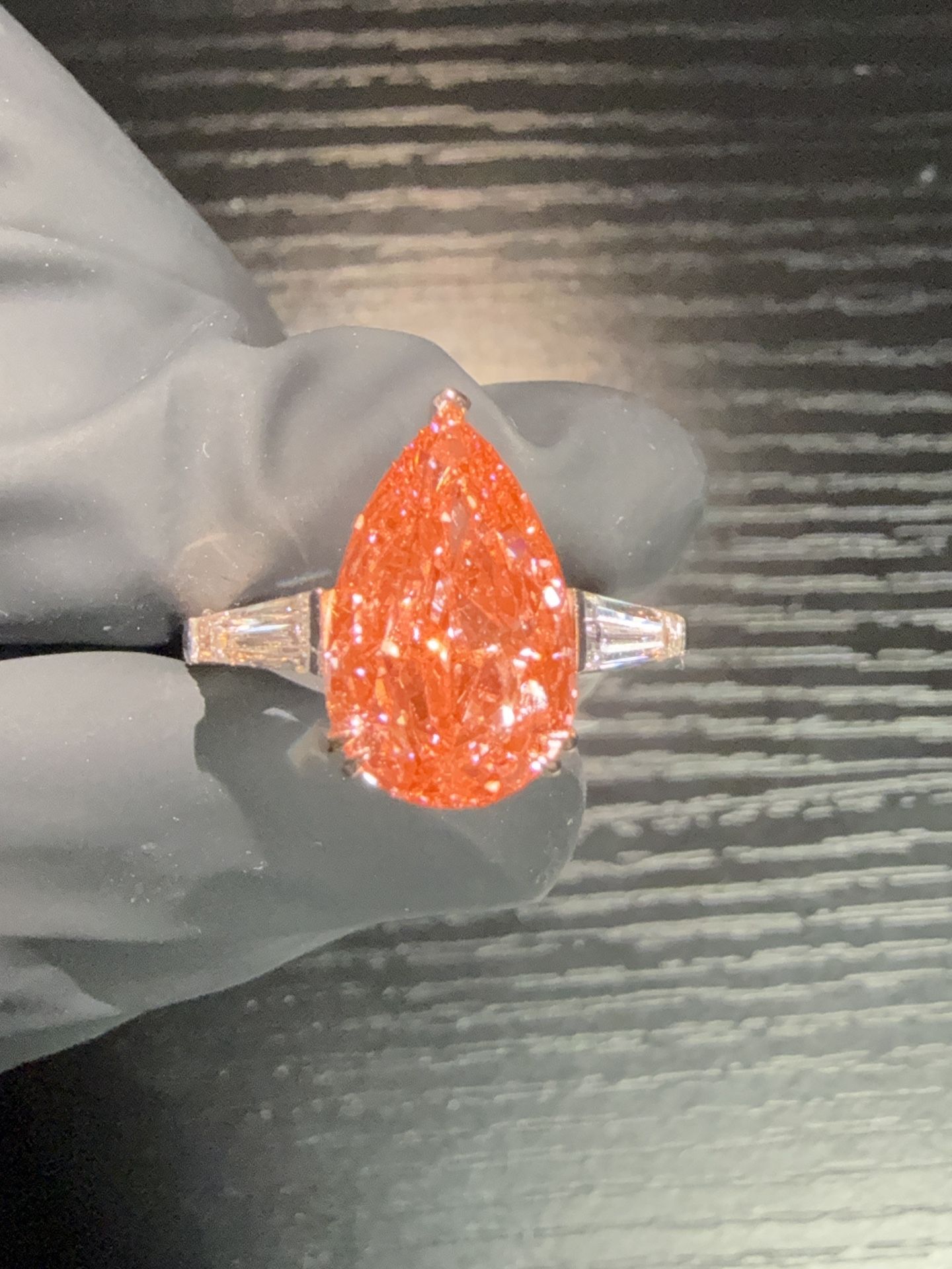 14K Rose Gold Fancy Vivid Pink Pear Diamond Ring 5.94 CTW (IGI Certified, VS1 Clarity)